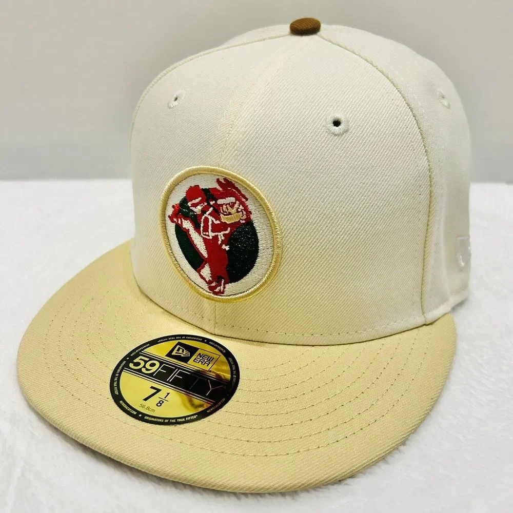 New Era Washington Senators 1960 Patch 59FIFTY Fitted Hat Cap White Beige 7‎ 3/8